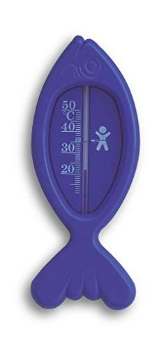 TFA Dostmann FISCH Analogue Bath Thermometer, 14.3017.06, BPA-Free, with Natural Measuring Liquid, Blue, L59 x W14 x H145 mm