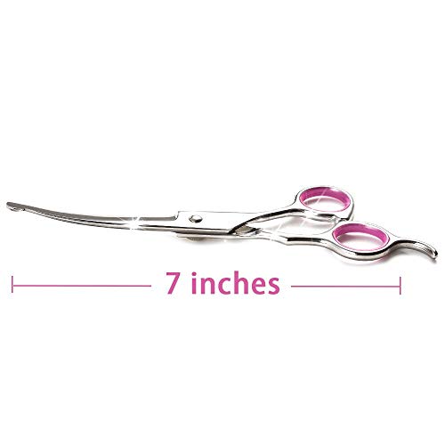 Dog Grooming Scissors Curved 7 Inch Stainless Steel With Safety Round Tips Professional Pet Grooming Shears For Dogs And Cats #TOP1