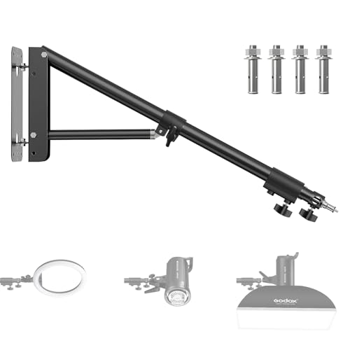 Soonpho Montaje en Pared Boom Brazo de Montaje en Pared Boom con Base de triángulo para la fotografía de Estudio de vídeo de luz Monolight Softbox Reflector, Longitud máxima de 53,1 Pulgadas / 135 cm