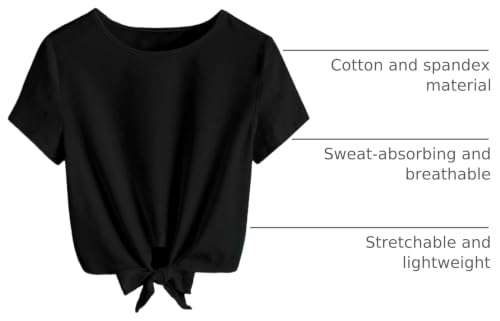 Image of Kilymosy Girls Short Long Sleeve Shirt Casual Front Knot Tops Tee Blouse 5-12 Years