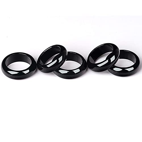 Akmask Natural Black Jade Rings For Women, Stacking Rings Good Luck Gemstone Gifts Men's Band Rings Statement Eternity Rings (Size : 7) #TOP4