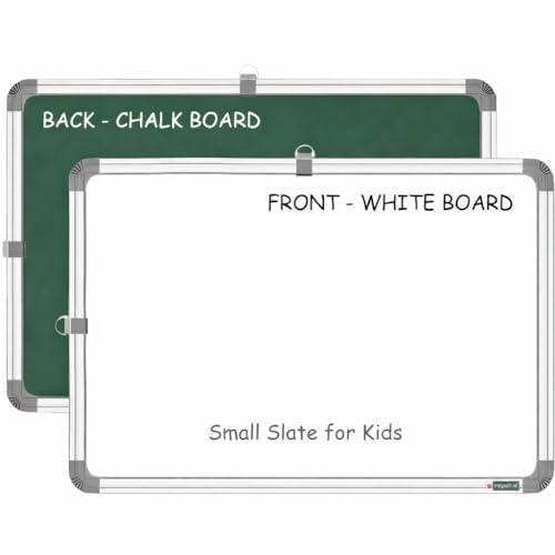 Image of Non-Magnetic 1X1.5 Feet Double Sided White Board & Chalkboard Both Side Writing Boards, One Side Whiteboard Marker & Back Side Chalkboard Surface - Pack of 1