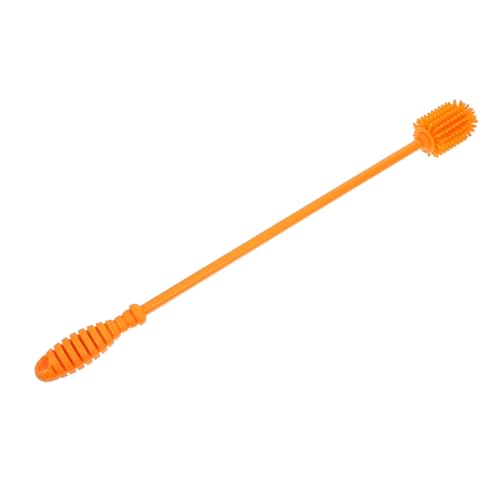 IWOWHERO Cepillo Limpiador Biberones con Mango de Silicona Resistente al Calor Multiusos para Botellas Cocina Fácil Almacenaje con Colgante Color Naranja