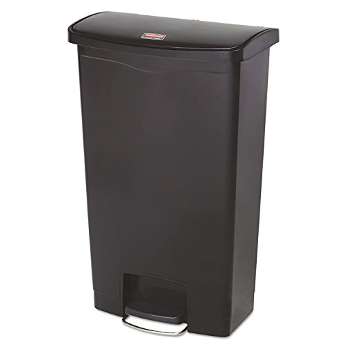 Image of Rubbermaid Commercial Products Streamline Slim Step-On Plastic Trash Garbage Can, 18 Gallon, Black, Wastebasket for Home /Kitchen /Hospital /Healthcare Facility