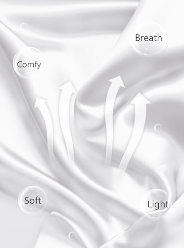 Wikoan Satin Bademantel Damen Morgenmantel Seide Leicht Kimono Bride V-Ausschnitt Kurzer Morgenmantel Sexy für Spa Haus und Hotel Weiß M