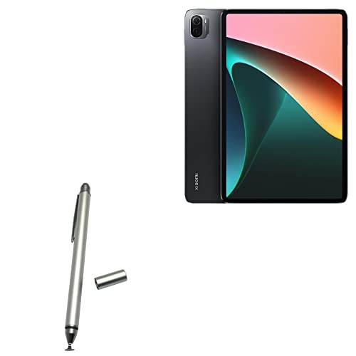 BoxWave Stylus Pen Compatible with Xiaomi Pad 5 - DualTip Capacitive Stylus, Fiber Tip Disc Tip Capacitive Stylus Pen - Metallic Silver