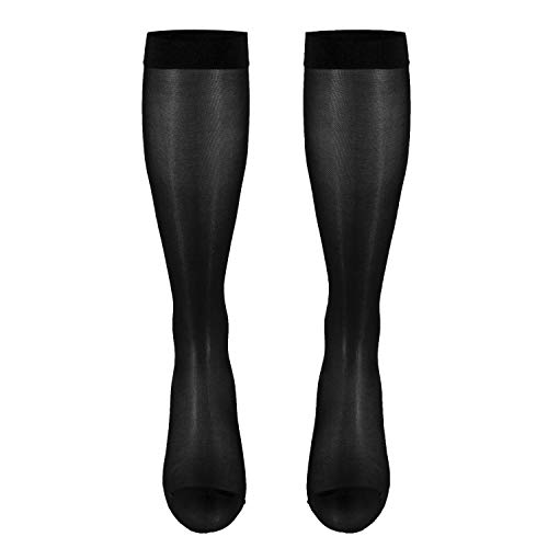 Image of Truform Sheer Compression Stockings, 15-20 mmHg, Women's Knee High Length, 20 Denier, Black, Small