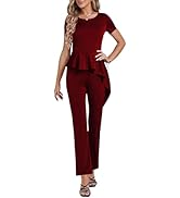 Umenlele Women's Elegant One Piece Jumpsuits Irregular Ruffle Romper Wide Leg long Pants Work Clu...