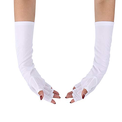 AORAEM Gloves for Gel Manicure,Fingerless Manicure Long Gloves Nail Art Tool for Women (Long)