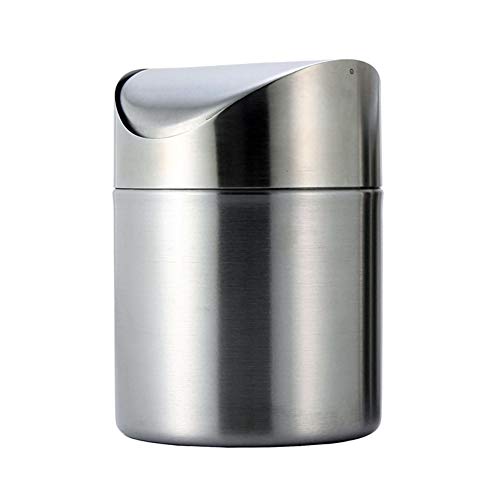 Pequeña caneca de basura de acero inoxidable con tapa