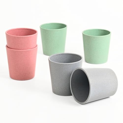 Image of Eha Earth-Friendly Unbreakable Drinking Glass Set of 6 for Water and Juice | 180 ml Each | Tumblers for Kids Made with Rice Husk Biocomposite| Microwave Safe | for Hot & Cold | Multicolor
