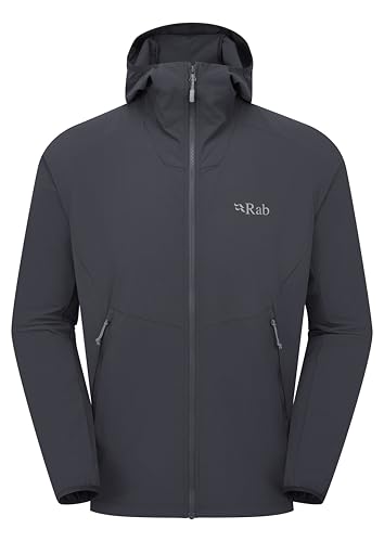 Rab Men's Borealis Hoody Jacket - Lightweight Water-Repellent Softshell Coat for Hiking & Climbing - Beluga - Large