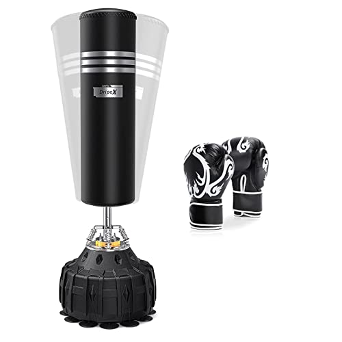 👊【Sacco da boxe autoportante】Altezza del sacchetto di sabbia Dripex: 178 cm, adatto per adulti e adolescenti da 120 cm a 185 cm. Migliora l'attività fisica e la coordinazione, ed è facile da installare e spostare. È la scelta ideale per la decompressione e il fitness in ufficio ea casa.