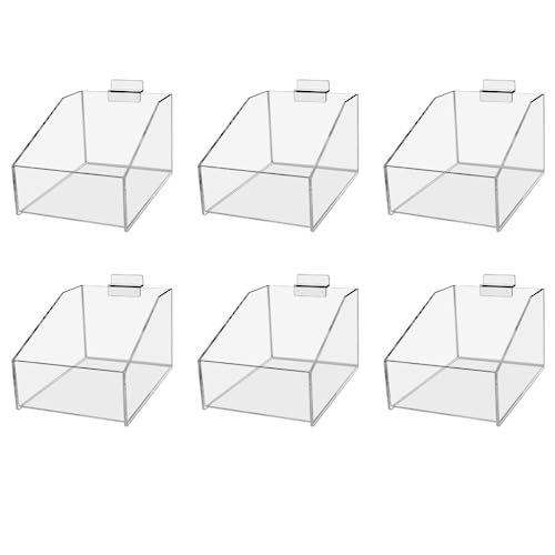 Marketing Holders 6 Pack Slatwall Acrylic Retail Bin Single Compartment Holds CDs and DVDs 5.75