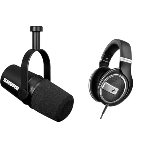 Shure MV7X XLR Podcast-Mikrofon – Dynamisches Mikrofon mit professioneller Qualität & Sennheiser HD 599 Special Edition, Kopfhörer mit offenem Rücken, Schwarz