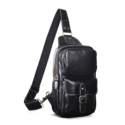 Mens Unisex Genuine Leather Messenger Bag Outdoor Cross Body Shoulder Chest Backpack Sling one Shoulder Day Pack Bag2