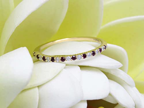 Dazzlingrock Collection Alternate Round Ruby & White Diamond Wedding Stackable Band for Women in Solid Gold4