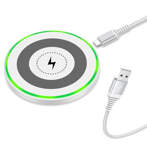 15W Wireless Charger Schnelles Kabelloses Ladegerät Handy Induktive Ladestation für Samsung Galaxy S25 S24 Ultra S23 FE S22+ S21 S20,iPhone 17 16 15 14 13 12,Google Pixel 10/9/8/7/6,LG G8/G7/V60/V50