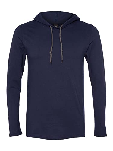 Anvil Men's Lightweight Long-Sleeve Hooded T-Shirt, Navy/Dark Grey, Small2