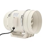 Steeviuzj 200mm Rohrventilator, 900m³/h Kanalventilator Abluftventilator für Badezimmer Küchen, Rauchabzug Rohrlüfter für Industrie, 130W Reiner Kupfermotor, Weiß