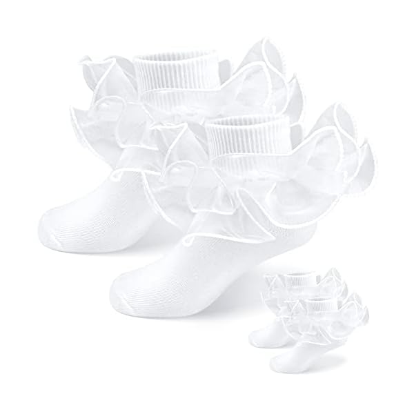 Courpal Weiß Rüschen Socken Damen Weiß Spitze Socke mit Schleife Prinzessin Socken
