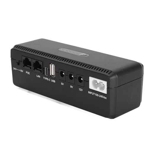 Fockety Batteria di Backup ups, Gruppo di continuità 10400 mAh con Porte Poe 15 V 24 V e Uscite USB 5 V 9 V 12 V, Mini ups Batteria di Backup per Router, Modem, Telecamera di Sicurezza