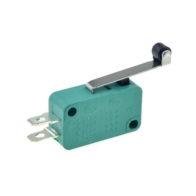 POWTAXBJGD Limit Switch 16A 250V 125V SPST 4.8mm Pin NO NC Normally Open Closed 16mm 52mm Arc Roller Lever Touch Switches Microswitch(Long Roller Lever-P)