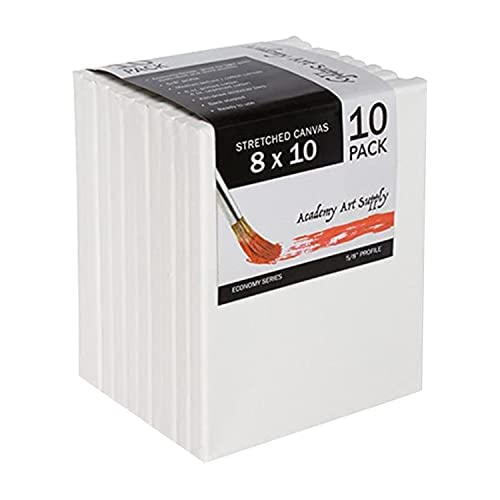 Academy Art Supply 8 x 10 Inch Stretched Canvas Value Pack of 10