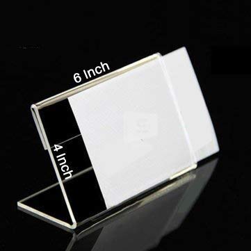 Narayan LNT Acrylic Transparent Sheet Display Acrylic Sign Photo Holder Label Price Name Card Tag (6 x 4 Inch)