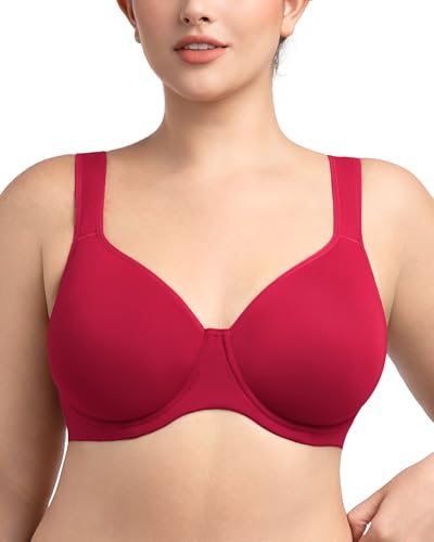 Image of HSIA Bras for Women Minimizer Full Coverage, Plus Size T Shirt Unlined Underwire Smooth Bra, Seamless Cups Joan Ultimate Soft