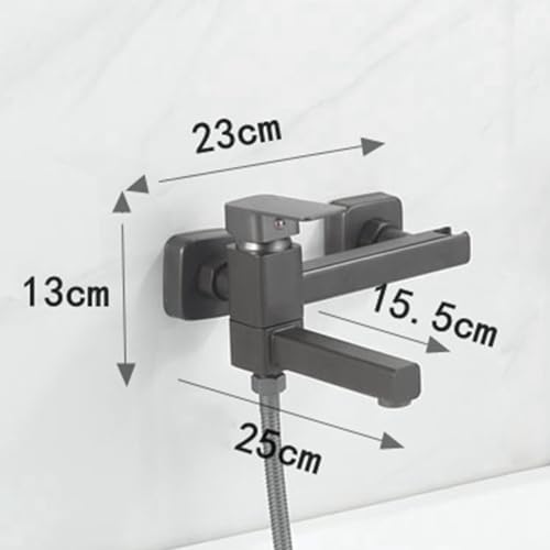 Mitigeur de bain cascade gris avec douchette et mitigeur mural - 2
