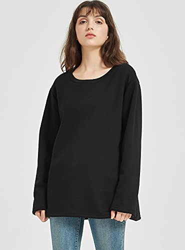 Image of Flygo Women's Winter Warm Sherpa Lined Fleece Crewneck Sweatshirt Pullover Loungewear Tunic Tops