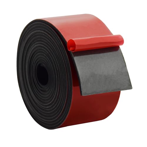 DOBTIM Solid Neoprene Rubber Strips with Adhesive Backing 1/16 (.062)" Thick x 2" Wide x 10' Long, Self Adhesive Rubber Sheets, Rolls &amp; Strips for DIY Gaskets Crafts Pads Seals Warehouse Flooring