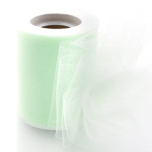 Image of 3 inch Premium Tulle Fabric Roll for Crafts, Wedding, Party Decorations, Gifts - Mineral Ice 25Yard Spool
