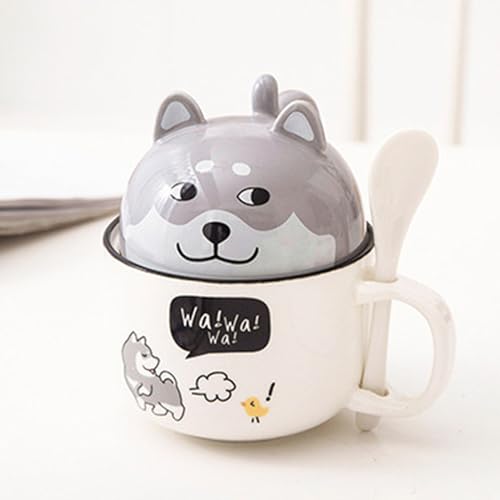 Xfeyaqlo Tazza Cane 3d, Tazze Colazione, Tazzine da Caffe Particolari, Tazzina Caffè Simpatica, Il Coperchio Può Essere Utilizzato Come Tazza, Piatto da Pasticceria, Regalo Amica (Husky)