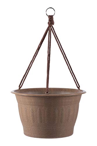 Bloem Colonnade Wood Resin Hanging Basket Planter 12" Dark Earth Brown (Clnhb12-43) #TOP27