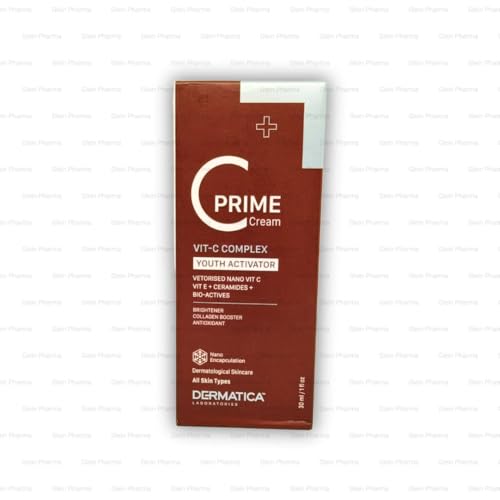 Image of Dermatica C Prime Cream | Vitamin C Complex Youth Activator | With Nano Vitamin C, Vitamin E, Ceramides & Bio-Actives | For Radiant, Youthful Skin | 30ml