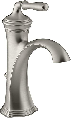 KOHLER K-193-4-BN Devonshire® Single-Handle Bathroom Sink Faucet, 1-Hole Installation, Bathroom Faucets with Metal Drain, 1.2 GPM, Brushed Nickel