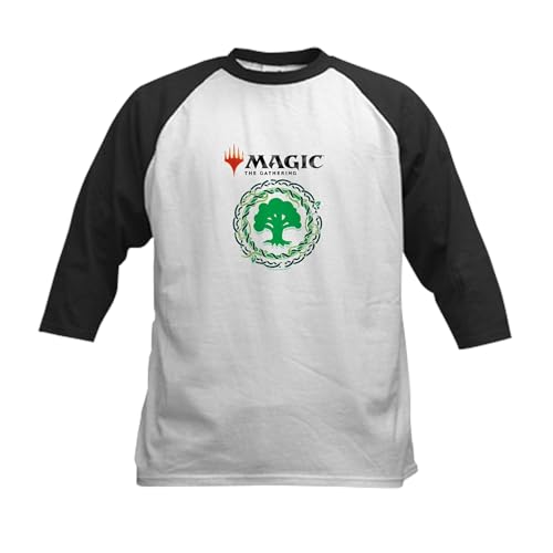CafePress Magic Green Mana Symbol Baseball Jersey Kids Cotton Baseball Jersey, 3/4 Raglan Sleeve Shirt