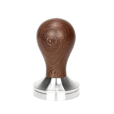OISNGWNG 51mm Espresso Coffee Tamper Stainless Steel Flat Base Powder Bean Press Hammer with Wooden Handle for Barista