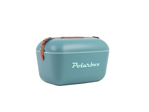 Polarbox Nevera clásica de 20 litros con Correa de Cuero, Azul y Rosa Marina, Caja de Hielo rígida con Aislamiento...