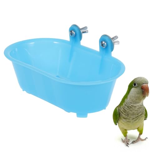 Image of POPETPOP Bird Bathing Tub for Birds Parrot Bathtub with Bottom Mirror Fun Bird Shower Pool for Parakeets and Munia Lightweight and Durable Design