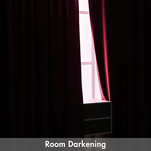Image of MIULEE Burgundy Red Blackout Velvet Curtains Drapes 84 Inch Long 52 inchx84 inch | Luxurious Bedroom Living Room Decor, Room Darkening, Thermal Insulated, Rod Pocket Design, Super Soft Fabric