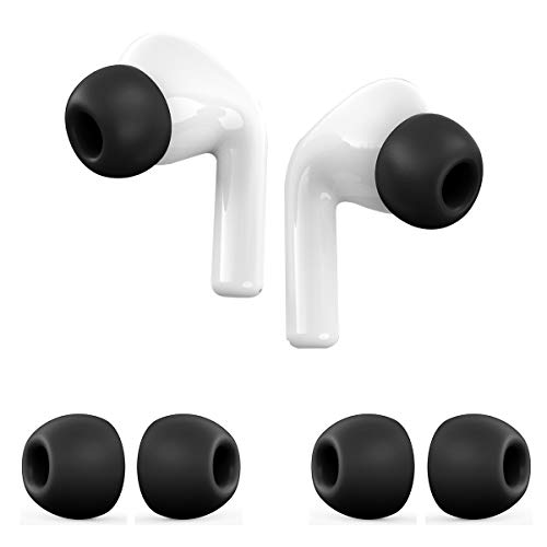 (2 Sets) HATALKIN Eartips Compatible with Apple AirPods Pro Ear Tips, Anti Slip Soft Silicone Replacement Tips Earbuds Accessories for AirPods Pro (Black-Medium)