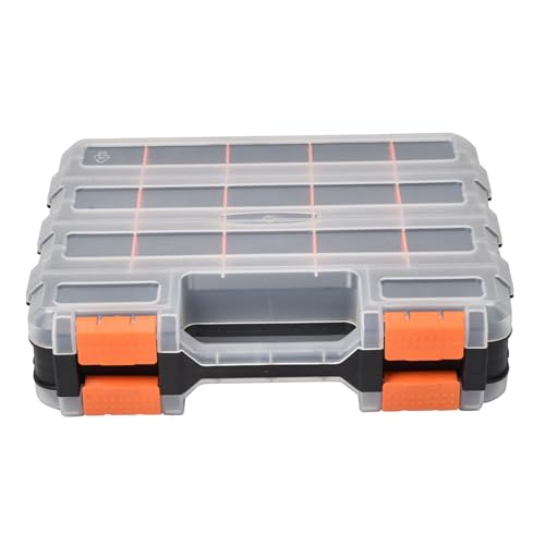 Screw Box - Parts Organiser | Screw Storage Organiser | Double-Sided Tool Case, 34-Grid Portable Container For Screws, Bolts, Nuts, Small Hardware, Beads, Craft Supplies, Compact Carry Box For Home