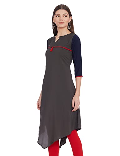 Image of Women's Crepe a-line Kurta (ALC4024 Grey x-Small)