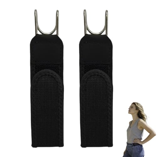 2 Stück Gürtel Ohne Schnalle Damen Herren, Elastischer Gürtel Mit Metallhaken, Schnallenfreier Klettverschlussgürtel, Unisex Hüftgurt, Verstellbarer Seitengürtel, Für Arbeit Freizeit Business(Schwarz)