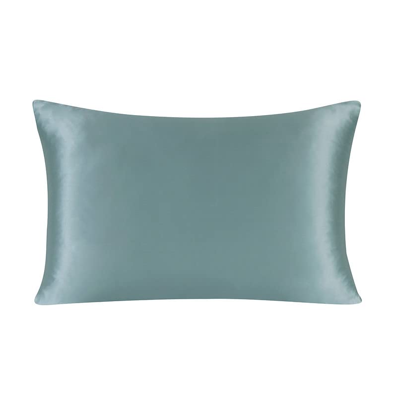 townssilk Federa seta cuscino,100% naturale seta di gelso 19momme,doppia faccia,benefica per capelli e pelle,ipoallergenica,cerniera nascosta,1 pz,50x70cm,Aquagreen