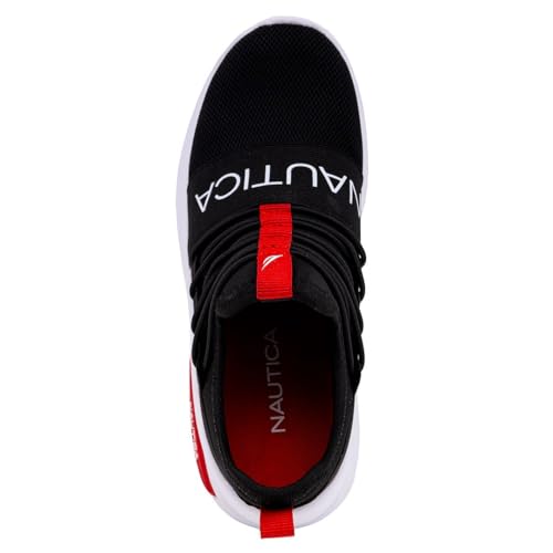 Nautica Kids Slip-On Bungee Tennis Shoes for Boys and Girls | Athletic Running Sneakers for Little and Big Kids-Summr-Black Red-Size 5 by Nautica - Used condition - Image 4
