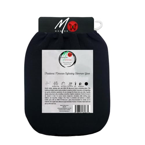 Moroccan Bath & Shower Exfoliating Body Scrub Glove; Remove Dry Dead Skin; Open clogged Pores; Exfoliate and Unveil Radiant, Glowing, Softer, Silkier Skin
